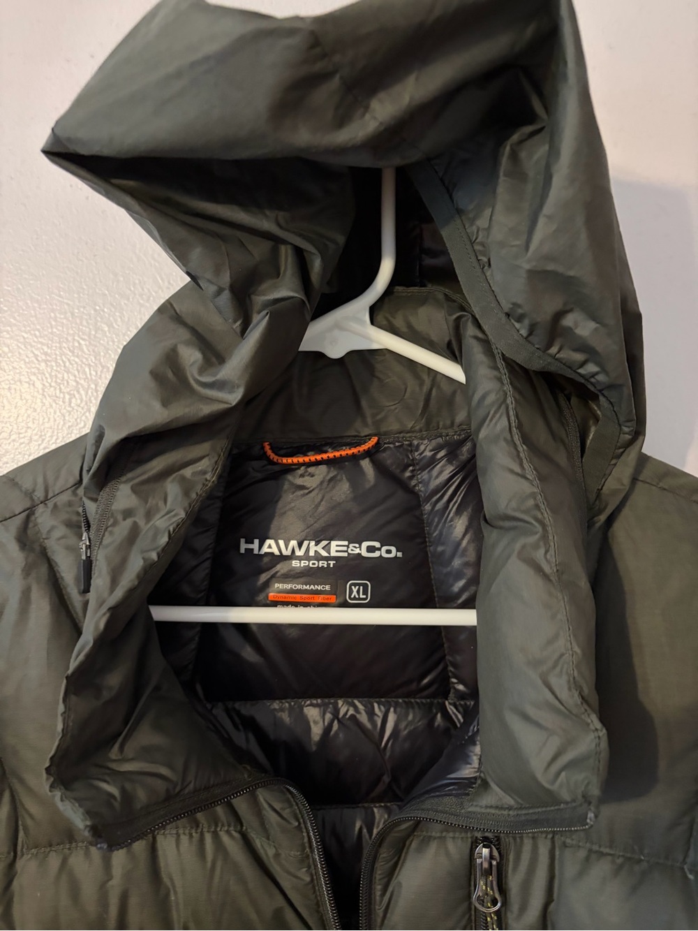 Hawk & Co Men's Olive Puffer Jacket with Hood - Picture 3 of 7